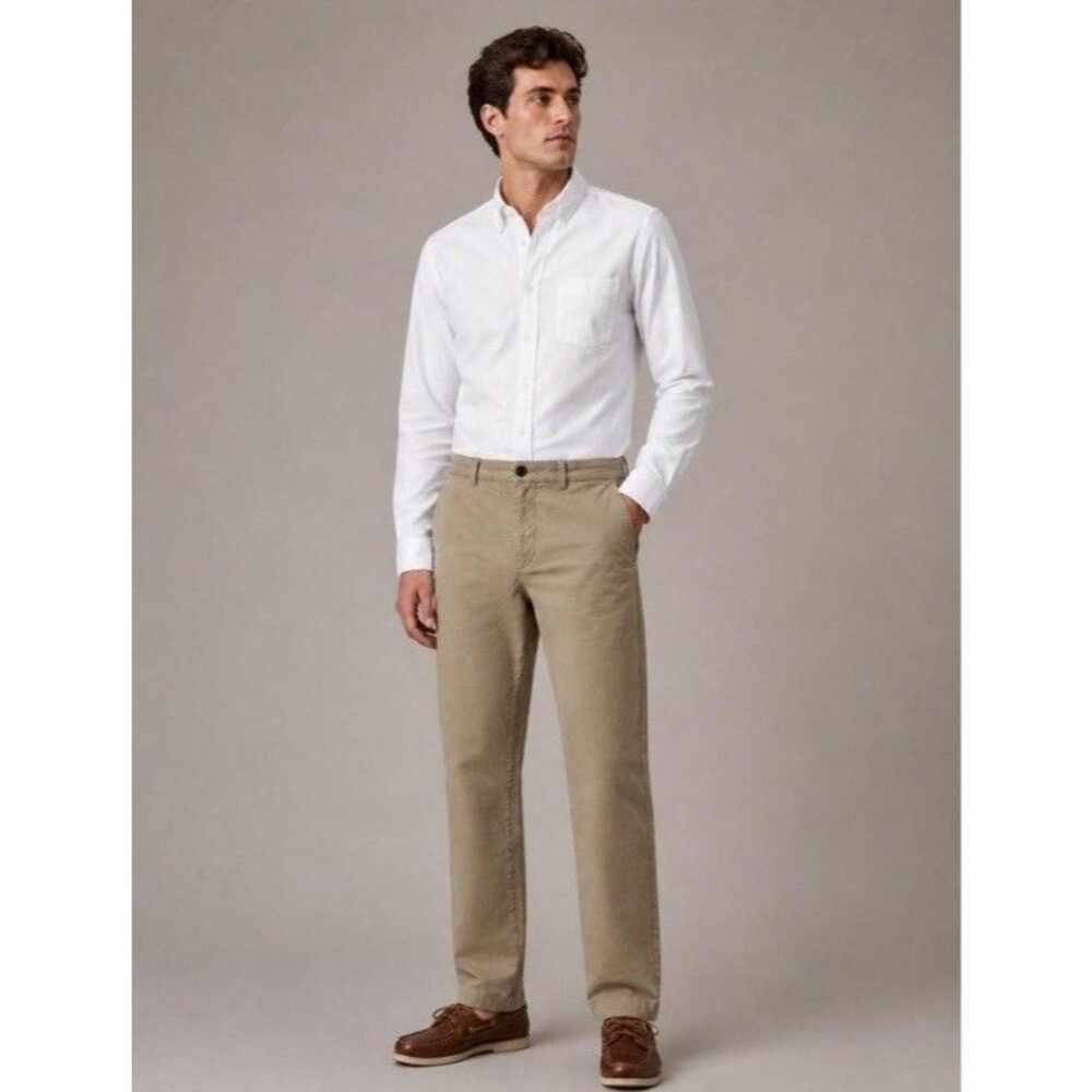 L.L. BEAN Men's Lakewashed Stretch Khakis Straight Leg Linen Cotton Size 38x32